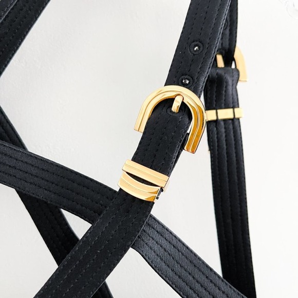 Versace Fall 2019 Runway Black Silk Satin Cage Bra Cropped Bondage Top 42 - Picture 8 of 15